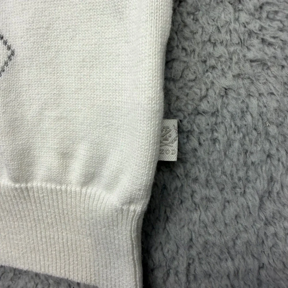 IZOD PC-772 Mens Size Large Cream Argyle V-Neck‎ Cotton Knit Sweater Vest